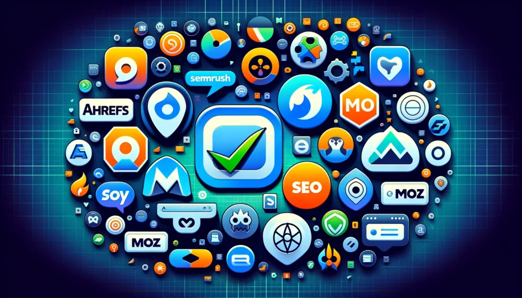 A collage showcasing various SEO tools and browser extensions logos, including Ahrefs, SEMrush, Moz, SEOquake, and SimilarWeb, illustrating the options for finding out how to find when a website was published.
