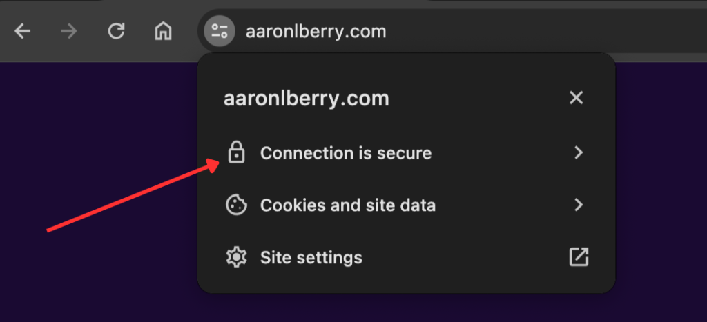 Example of a secured website with https.