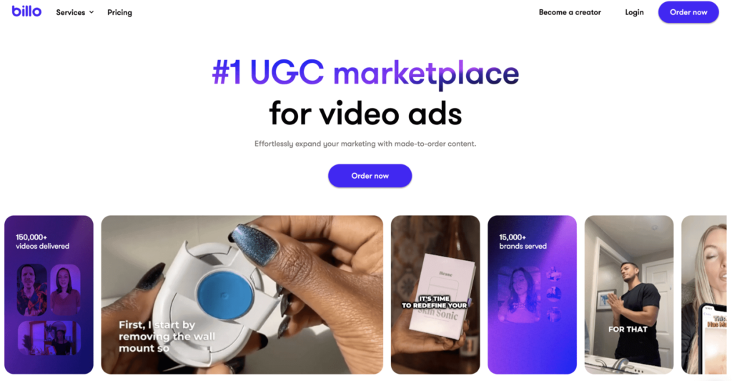 Billo is a marketplace that connects businesses and creators to streamline the creation of UGC content.
